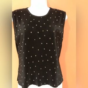 ❄️Women’s Black Silky PLISSÉ Sleeveless Top, M